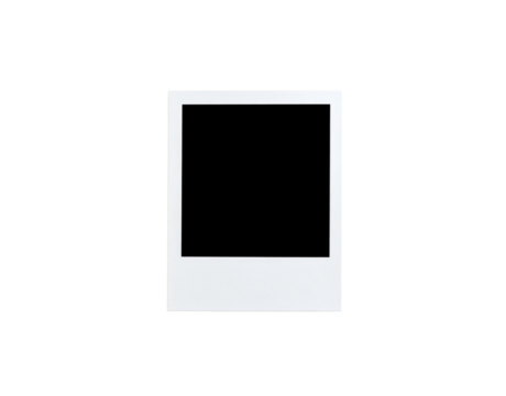 Classic white instant photo frame with a blank center and textured bottom border.