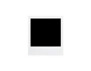 Classic white instant photo frame with an empty square center and textured border.