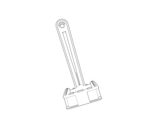 Precision Technical Drawing of a Bicycle Pedal. Detailed Wireframe Diagram for Industrial Design, Engineering, and Product Development. Clean Monochrome Vector Blueprint Graphic on an Isolated White