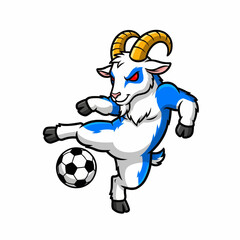 Goat Kicking Soccer Ball