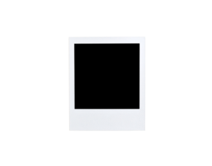 Retro style blank instant photo frame with a textured white border and empty center.