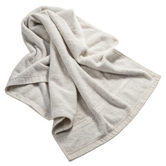 Photo of a soft blue towel draped and isolated on transparent background