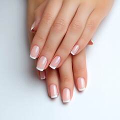 Fototapeta premium Classic French manicure on natural nails