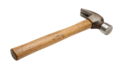 Metal claw hammer with wooden handle tool