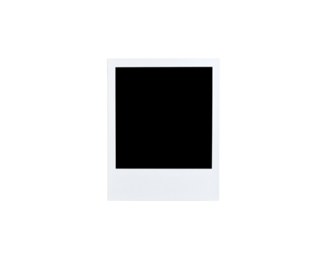 Single empty white instant photo frame with a classic wide bottom border and subtle texture.