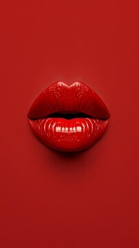 Red lips set against a bold, solid red backdrop, creating a striking and sensual minimalist composition.