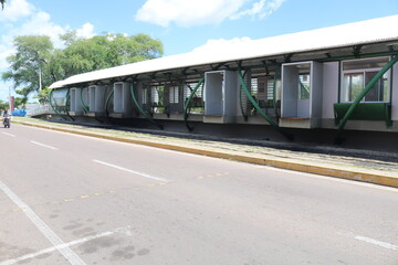 Sobral, Ceará, Brazil - April 18, 2025:Entrance of Station José Euclides, part of the Sobral light rail system
