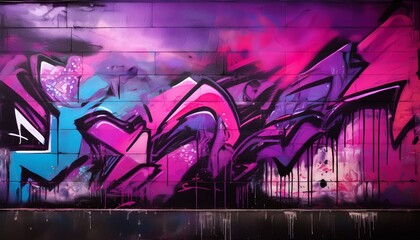 abstract urban street art graffiti background painted wall in purple magenta pink and black colors