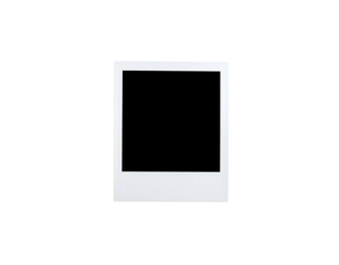 Vintagestyle blank white instant photo frame with a thick bottom border.