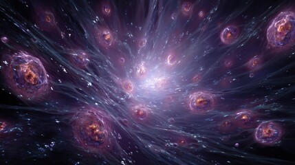 Colorful cosmic explosion showcasing galaxies and stars in deep space.