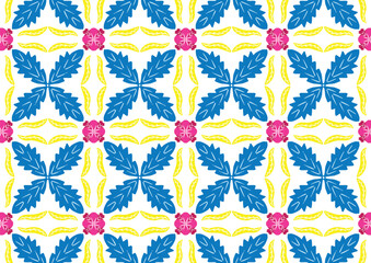 A vibrant pattern of stylized flowers and leaves