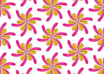 A vibrant pattern of stylized flowers and leaves