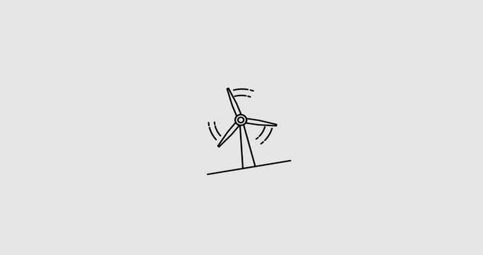 Animated windmill icon with rotating blades, representing wind energy, renewable power, and eco-friendly electricity generation. Ideal for use in sustainability campaigns, green tech presentations, en