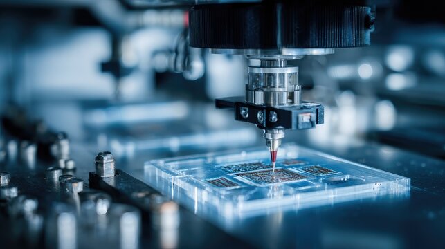 High-tech materials testing with robotic precision tools on carbon fiber samples