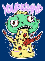 tshirt design illustration streetwear clothing monster boy eat pizza 
