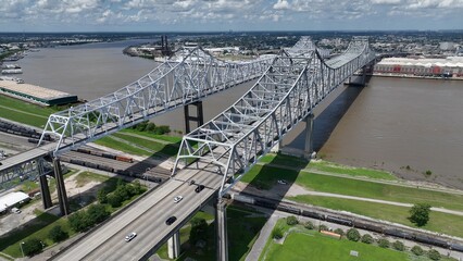 Crescent City Connection bridge formerly the Greater New Orleans Bridge carrying U.S. 90 Business over the Mississippi River in New Orleans, Louisiana