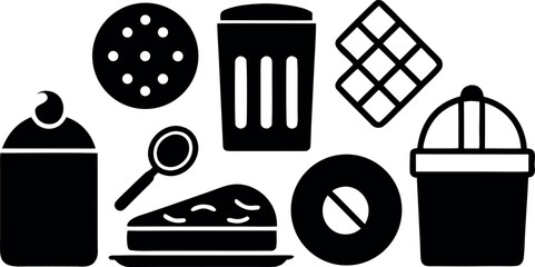 black and white icons set