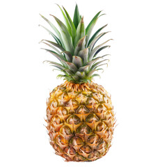 Fototapeta premium Fresh pineapple, vibrant yellow-gold skin, green crown