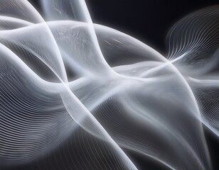 white smooth sine curves or waves geometry randomly shifted background selective focus