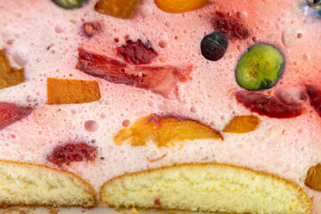 Macro Close-up of a Jello and Yogurt Cake with Berries