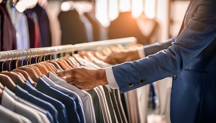 Obraz premium hand of customer choosing clothes in a clothing store