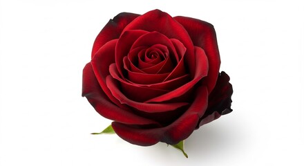 Deep red rose blooms softly illuminated against white background. AI Generated