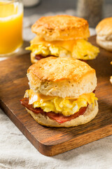 Greasy Bacon Egg and Cheese Buttermilk Biscuit Sandwich
