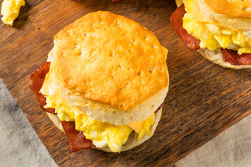 Greasy Bacon Egg and Cheese Buttermilk Biscuit Sandwich