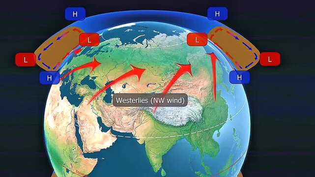 Atmospheric circulation in temperate zone