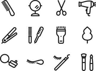 Fototapeta premium Collection of beauty and hair salon tools and accessories icons isolated on transparent background