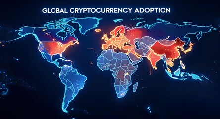 Global Cryptocurrency Adoption World Map Digital Finance Technology Blockchain Data Visualization