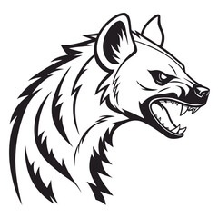 Obraz premium Fierce hyena head with bared teeth on white background