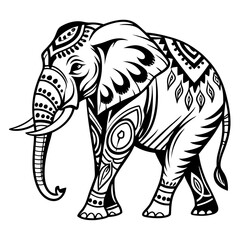 Fototapeta premium Ornate elephant illustration isolated on white background