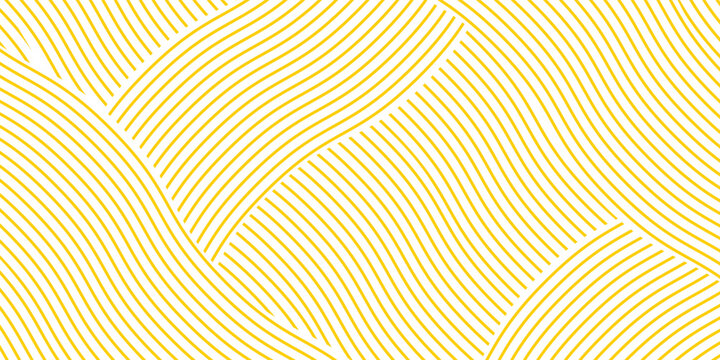 Yellow instant noodle, pasta and spaghetti texture with geometric wavy lines. Ramen, pasta vector pattern. Background abstract illustration