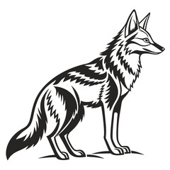 Obraz premium Stylized coyote with ornamental tribal patterns sits