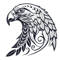 Obraz premium A detailed illustration of an eagles head with tribal patterns