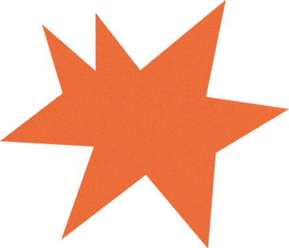 textured orange paper sticker in the shape of a star