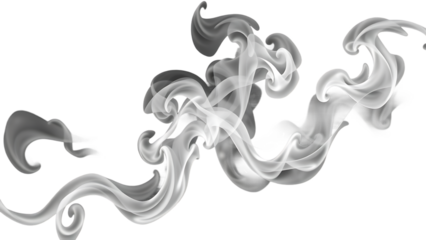 Set of white light grey vapor fume smoke steam swirls and shapes Texture isolated on transparent bac