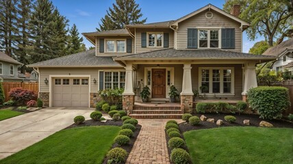 Fototapeta premium Luxury home with garden