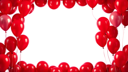 Red balloon background copy space transparent isolated background cutout Floating balloons festive c