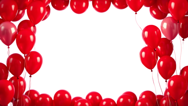 Red balloon background copy space transparent isolated background cutout Floating balloons festive c