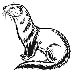 Obraz premium A ferret sits attentively on a rock