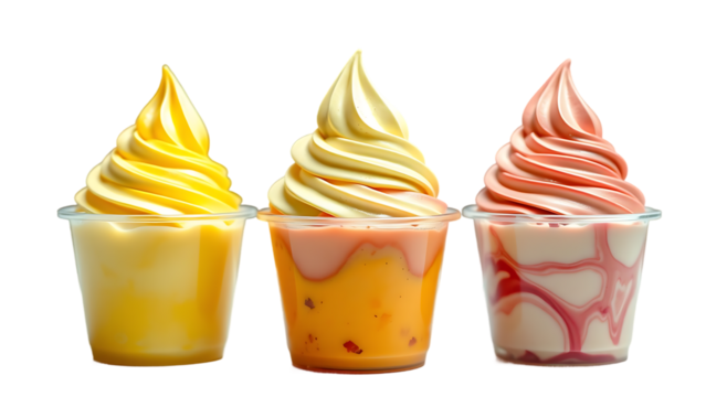 Lemon Sorbet Mango Matcha Tea Raspberry Ripple ice cream transparent set bundle isolated background