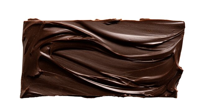 smooth dark chocolate bar with flowing wave patterns isolated on white background