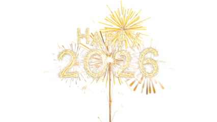Happy New Year celebration party fireworks sparkler set cutout isolated on transparent background Go