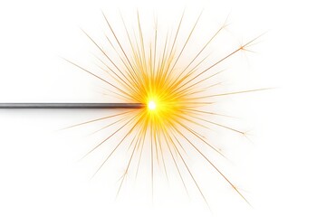 Sparkler fireworks exploding with bright golden sparks on a white background