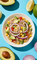 Bright & Healthy Peruvian Quinoa Salad with Avocado, Corn, and Red Onion