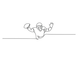 Minimalist one line art of football player diving with the ball. Continuous line drawing perfect for sports vector illustrations, prints, and dynamic athletic artwork.