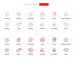 Bundle of office settings set icons