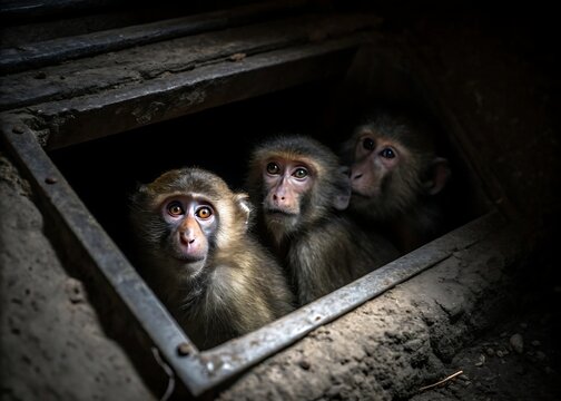 sneaky monkeys around secret vault in smoky backroom